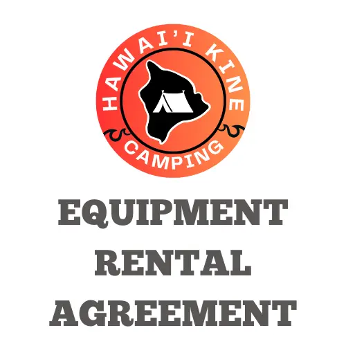 Hawaii kine camping logo with equipments rental agreement